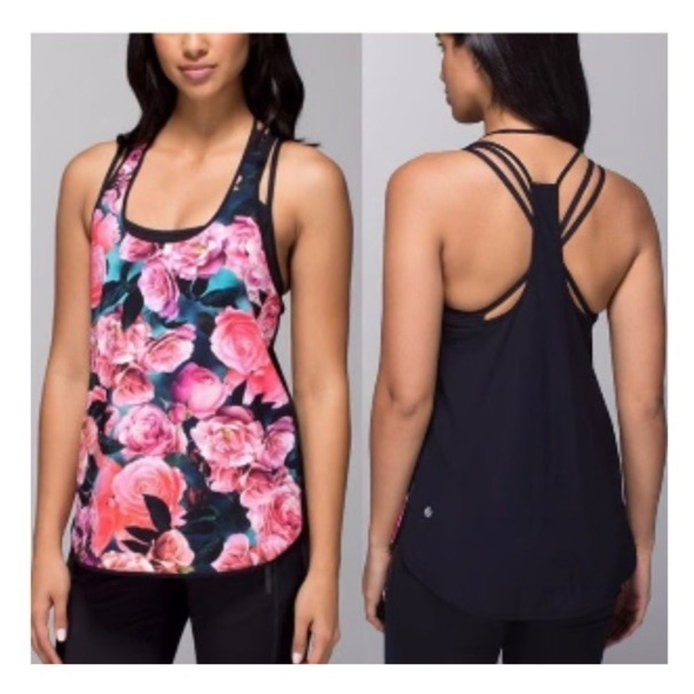 Lululemon Coastal Tank in Secret‎ Garden Rose Floral Size 6